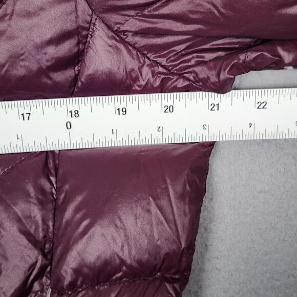 Calvin Klein Down Puffer Jacket Womens Medium Purple Hooded Packable Long Coat - Picture 3 of 16